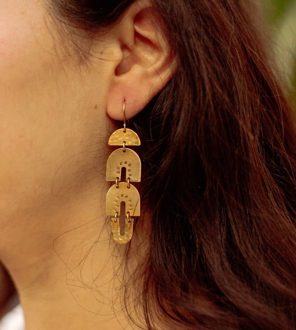 Dalyan - Hand Stamped and hammered Brass Earrings - Good Judy (.com)