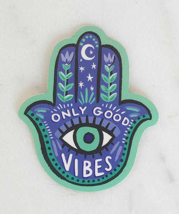 Hamsa/Only Good Vibes- Sticker - Good Judy (.com)