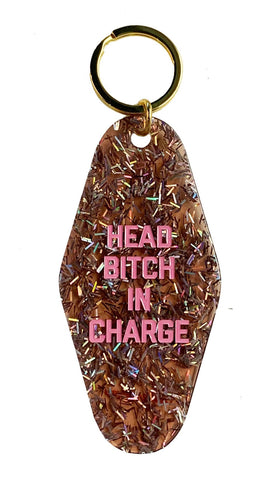 Head Bitch in Charge Motel Keychain - Confetti Glitter - Good Judy (.com)