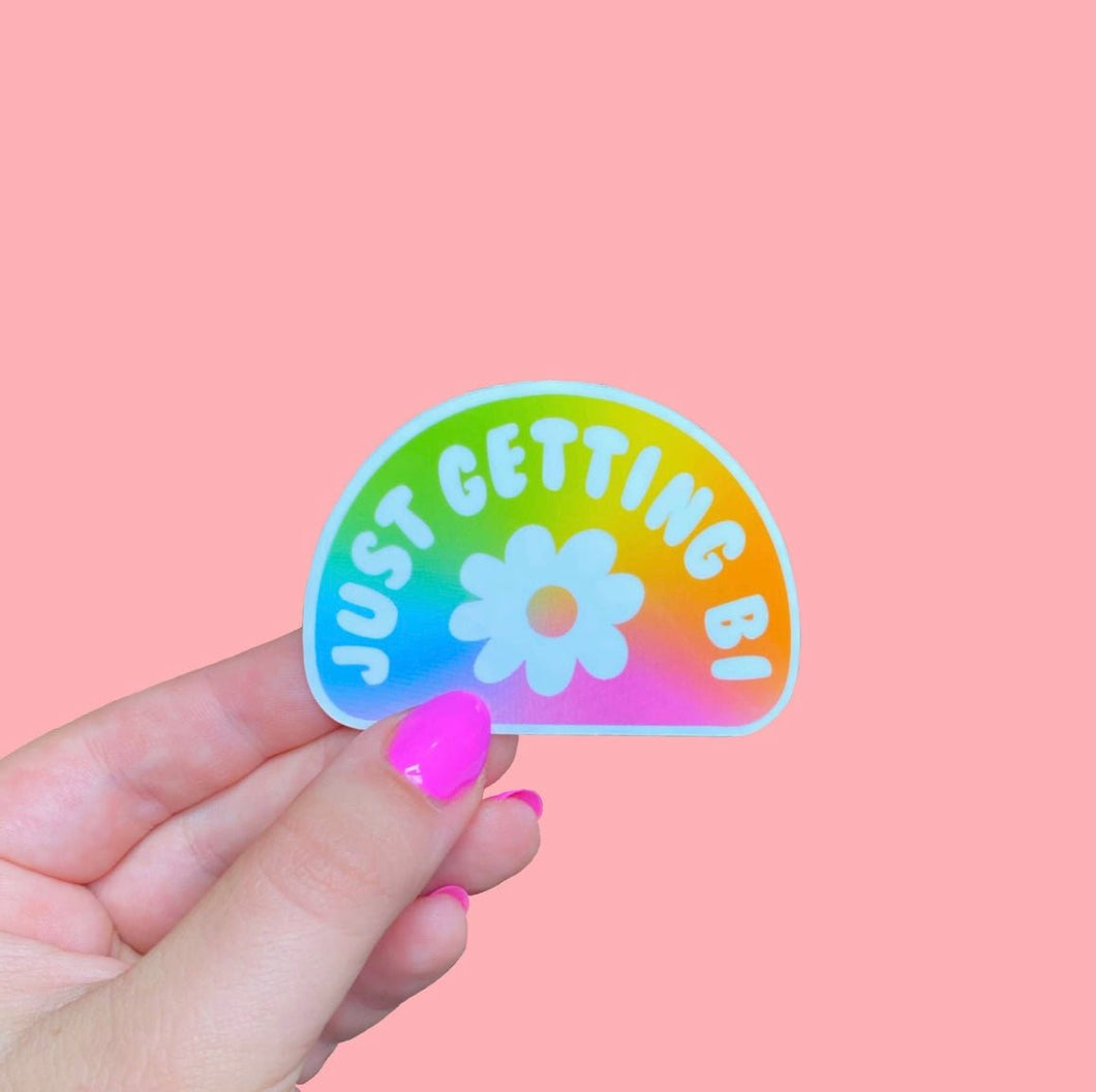Just Getting Bi Rainbow - Sticker - Good Judy (.com)