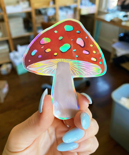 Mushroom- Holographic Sticker - Good Judy (.com)