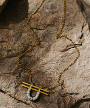 Load image into Gallery viewer, Olu Necklace - hand stamped brass and vinyl beads - Good Judy (.com)
