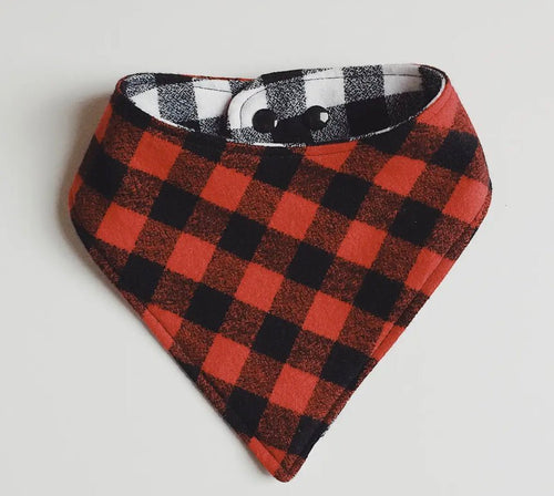 Reversible Bandana Bib - Red & White Buffalo Plaid - Good Judy (.com)