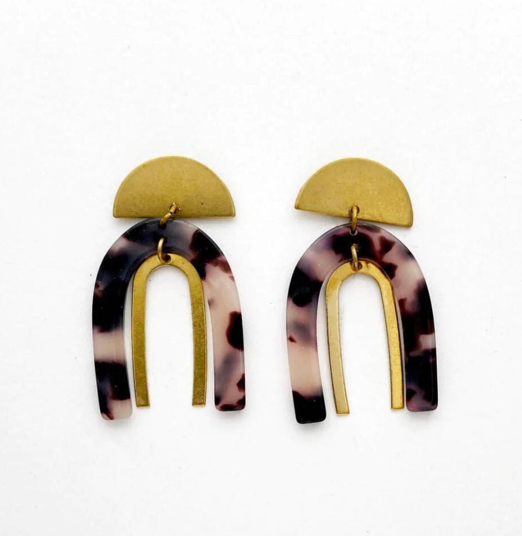 Stacked Arch Earrings- Blond Tortoise - Good Judy (.com)
