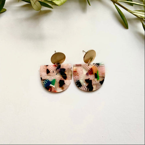 Terrazzo Tortoise Shell Earrings- Canyon - Good Judy (.com)